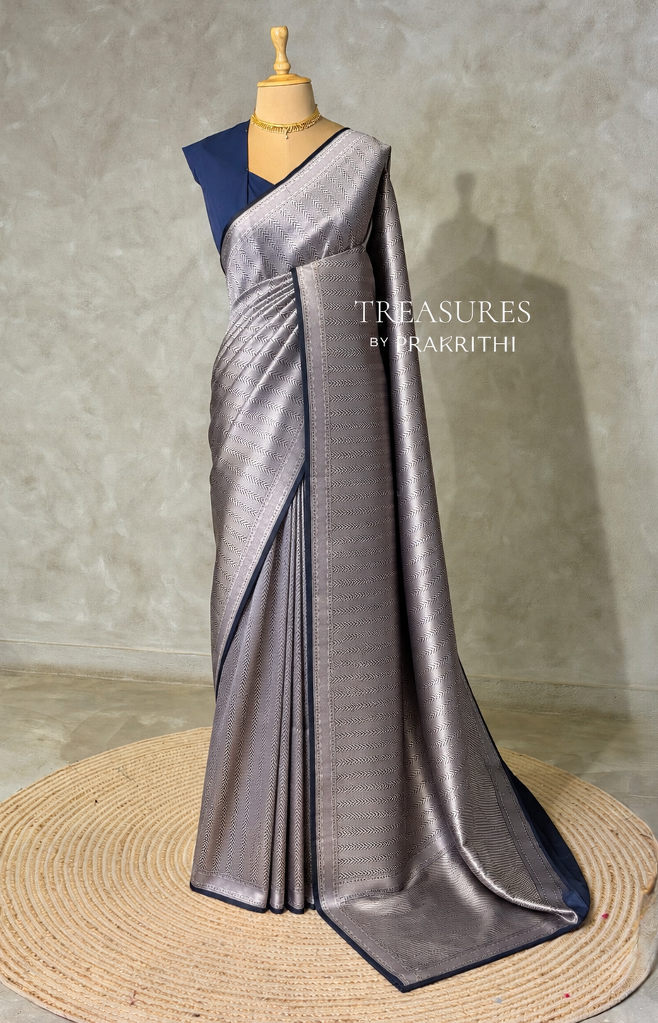 Deep Blue katan Banarasi silk saree - PRAZ12