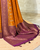 Mustard Yellow and Violet Georgette saree- PBRSB1F