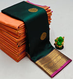 Dark green kanchipuram soft silk saree - PSEM2Na