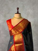 Black and Red banarasi silk saree -PASILK2