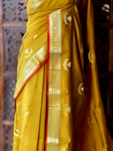 Olive Green Semi Raw mango silk saree- PBR50D