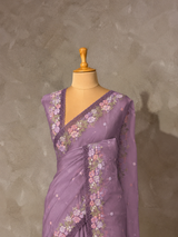 Dark Lavender Organza Designer saree- PBRCK7D