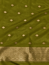 Olive Green Banarasi crape silk saree - PBRNAK3H