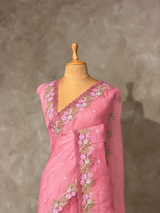 Pink Organza Designer saree- PBRCK7C