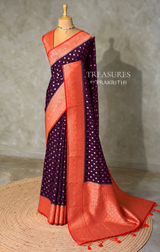 Purple and Orange Dola silk saree- PBRSB2M