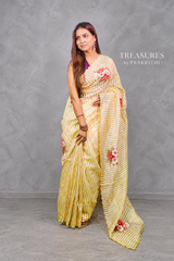 Pastal Yellow Pure Kora tissue Saree- PBRARSH1