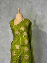 Olive Green crape silk saree - PBRNAK2H