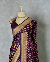 Deep Purple Satin silk Saree - PBRKIV6C