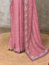 Mauve pink Organza Designer saree- PBRCK7E