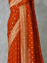 Dark Orange Banarasi Georgette Saree - PBRH2DN2