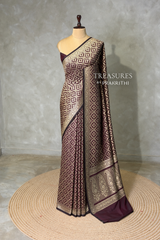 Dark Purple Premium katan Banarasi silk saree - PRAZ15