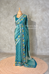 Aqua Blue Banarasi crape silk saree - PBRNAK3C