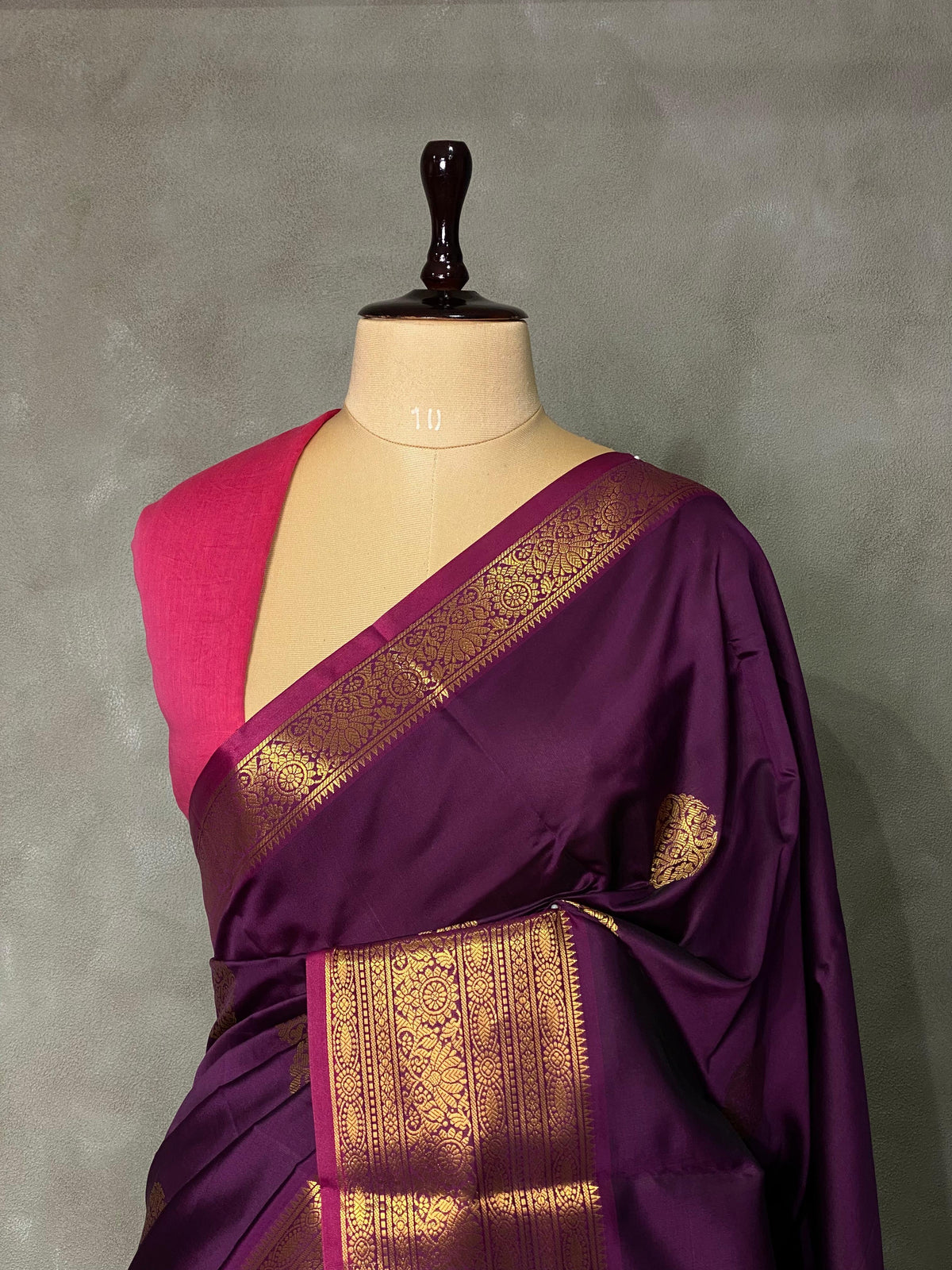 Wine and purple semi kanchipuram soft silk saree - PSSN3
