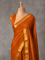 Dark Mustard Yellow mysore crepe Silk Saree - PBRMJ1N