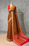 Brown and Red Silk saree - PBRZU14C