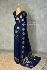 Navy blue crape silk saree - PBRNAK2F