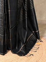 Black semi tusser silk saree - PBRSS2A