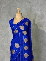 Royal blue crape silk saree - PBRNAK2D