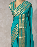 Blue mysore crepe Silk Saree - PBRMJ10D