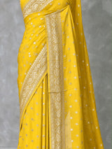 Yellow Banarasi Georgette Saree - PBRH2DN