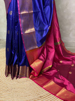 Royal blue and purple semi kanchipuram soft silk saree - PSSN4
