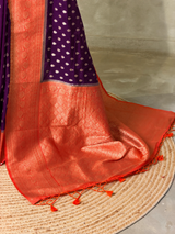 Purple and Orange Dola silk saree- PBRSB2M
