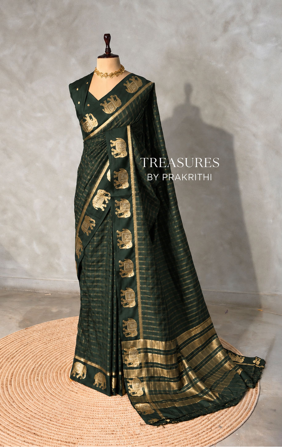 Bottle Green Chanderi silk cotton Saree - PBRFA2C