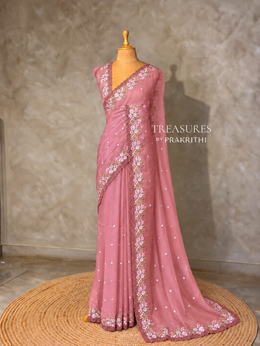 Mauve pink Organza Designer saree- PBRCK7E