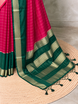 Dark Pink and Green Crepe silk saree- PBRSB4G