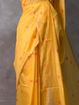 Yellow Chanderi silk cotton Jamdani woven saree- PBRJ14