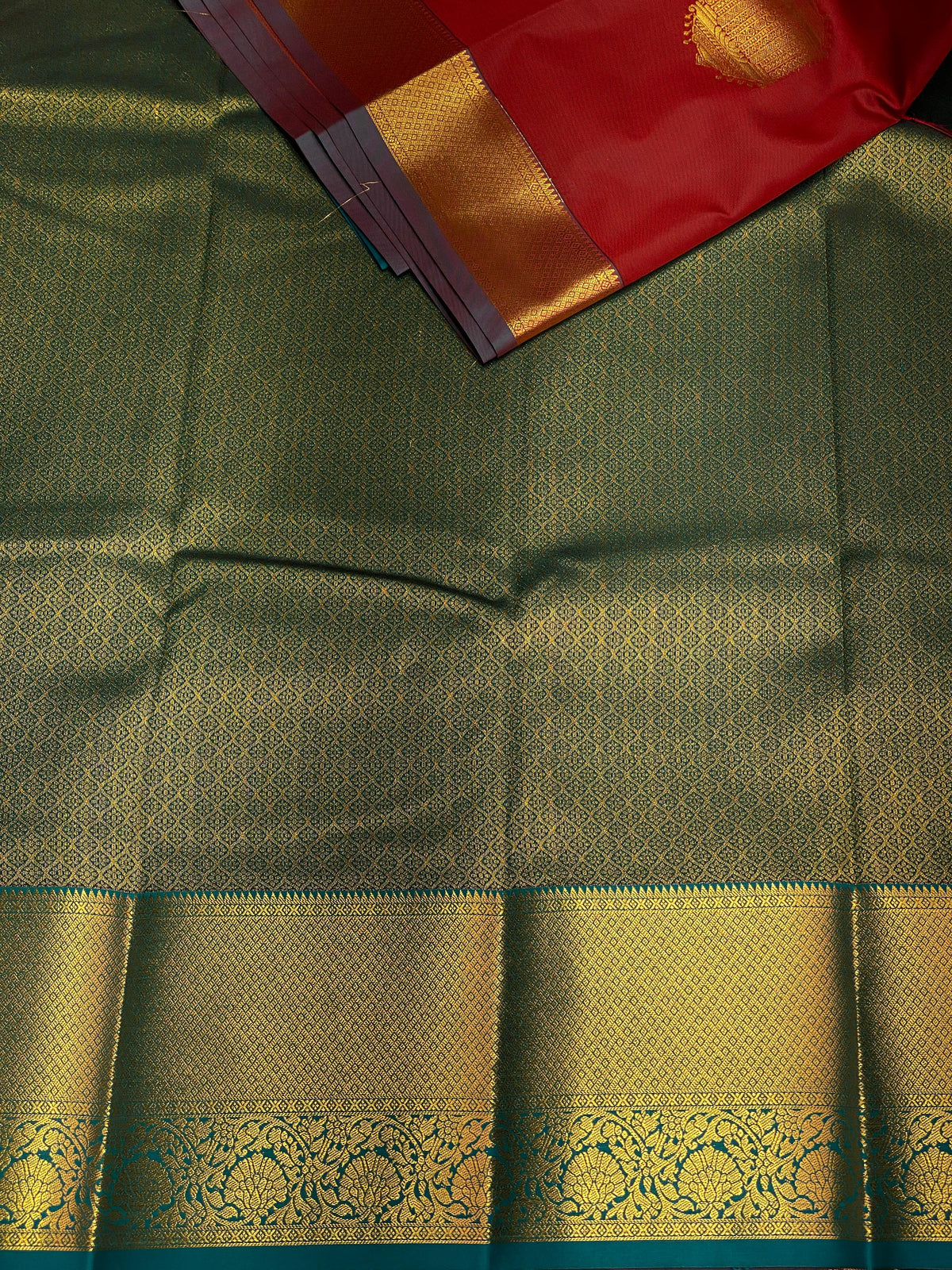 Earthy brown and blue silk saree- SS6