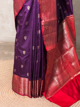 Dark wine and Red Silk saree - PBRZU7B