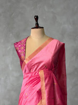 Lotus Pink Chanderi Silk cotton saree- PBR60Jj