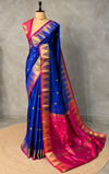 Blue and magenta semi kanchipuram soft silk saree - PSSN162