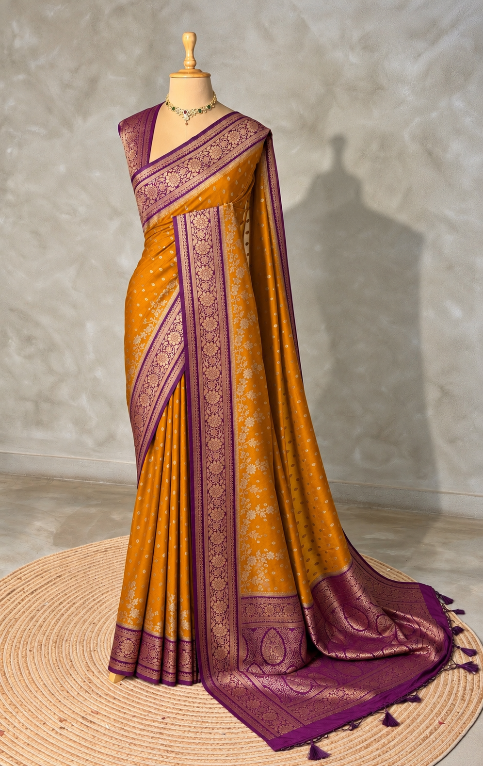 Mustard Yellow and Violet Georgette saree- PBRSB1F