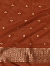 Rust Orange Banarasi crape silk saree - PBRNAK3A