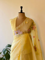 Pastal Yellow Pure Organza sareesaree -PBR11