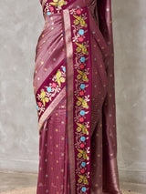 Deep wine Banarasi crape silk saree - PBRNAK3