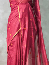 Maroon Chanderi silk cotton Jamdani woven saree- PBRJ12