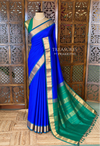 Blue and Green Handloom silk cotton saree - PBRMH2A