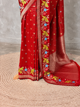 Red Banarasi crape silk saree - PBRNAK3F