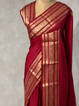 Maroon mysore crepe Silk Saree - PBRMJ10C