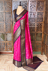 Rani Pink and black Silk saree - PBRZU12E