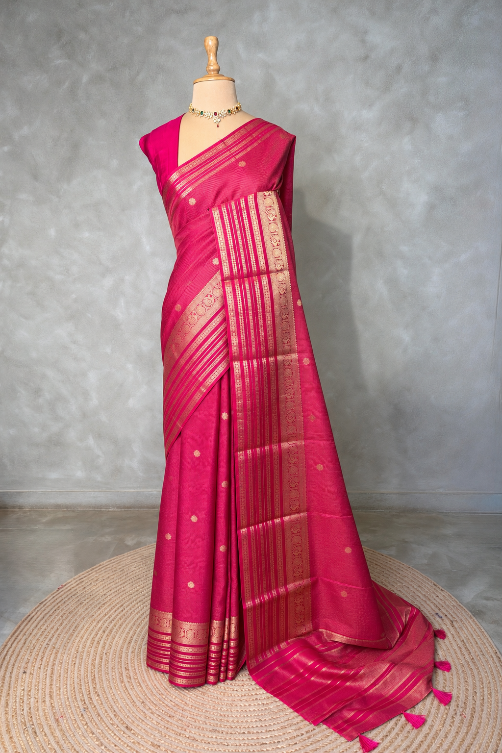 Rani Pink Viscose Tissue Silk Saree - PBRATH9A
