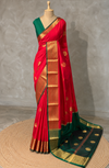 Red and Green semi kanchipuram soft silk saree - PSSN131