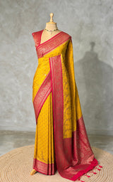 Yellow and rani pink Georgette saree- PBRSB1I
