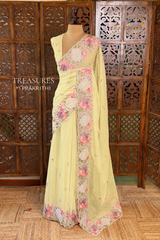 Pastal Yellow Crush Georgette Saree - PBRCHAND1