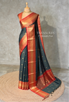 Dark green and Red semi banarasi Saree - PIH106