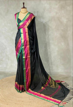 Black semi Banarasi silk saree -PIH43A