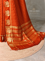 OrangeChanderi silk cotton Saree - PBRFA2B